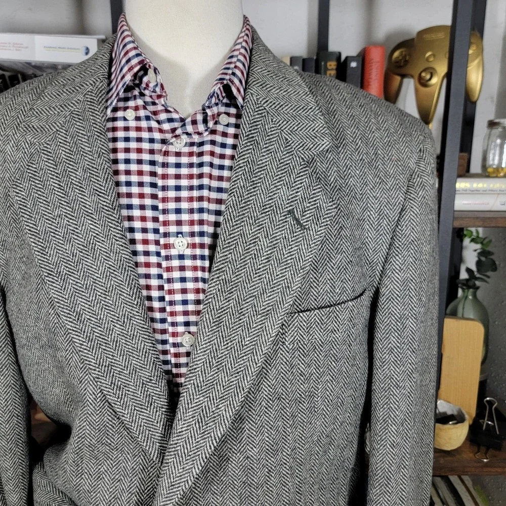 John Alexander Hartmarx Men's Tweed Sport Coat Blazer Two Button Herringbone 42R